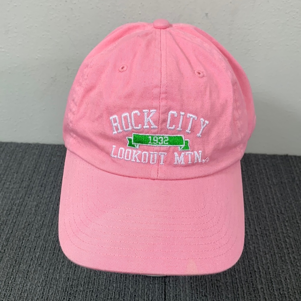Rock City Lookout Mountain Baseball Hat Womens OSFA Pink Strapback Cap HG